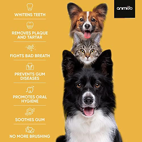 Polvos Cuidado Dental Anti-Sarro Para Perros Y Gatos 180 gr - Dientes y Encías Más Fuertes y Aliento Refrescante con Algas Marinas, Levadura de Cerveza y Menta, Higiene Oral para Mascotas