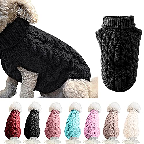 Ponacat Dog Sweaters, Pet Puppy Cold Weather Coats Fashion Clothes Turtleneck Knitting Knitwear Outwear