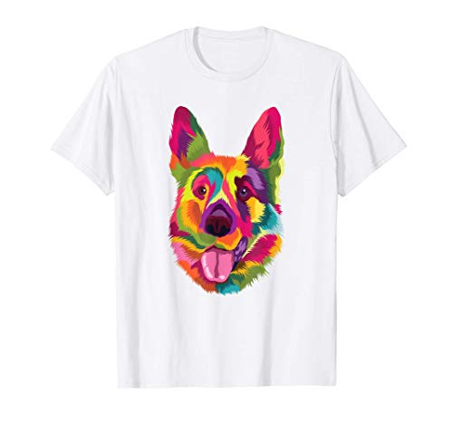 Pop Art Pastor Alemán Regalo de Perros Hombres Mujeres Perro Camiseta