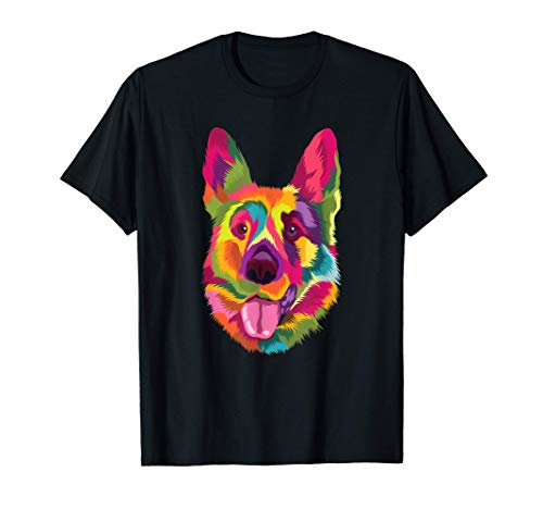 Pop Art Pastor Alemán Regalo de Perros Hombres Mujeres Perro Camiseta