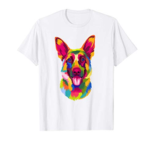 Pop Art Pastor Alemán Regalo de Perros Hombres Mujeres Perro Camiseta