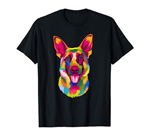 Pop Art Pastor Alemán Regalo de Perros Hombres Mujeres Perro Camiseta