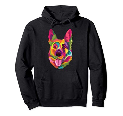 Pop Art Pastor Alemán Regalo de Perros Hombres Mujeres Perro Sudadera con Capucha