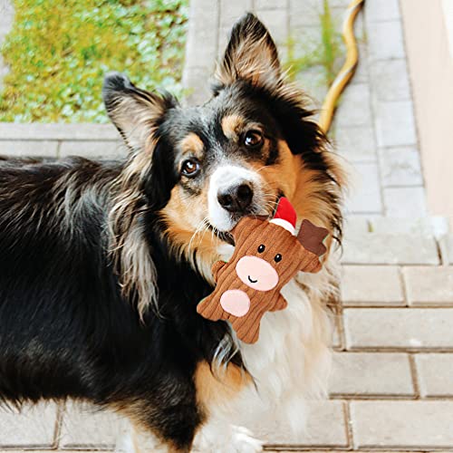 POPETPOP 3 Piezas de Mascota Chew Juguete de Navidad Muñeca de Peluche con Santa Jengibre Vaca Juguetes Que Sonan Juguetes de Peluche para Perro Gato Gatito Perro Mediano Grande