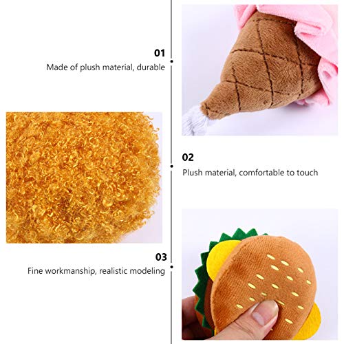 POPETPOP 3Pcs Perro de Peluche de Juguete Chirriante Helado Hamburguesa Muslos de Pollo Frito Juguetes de Peluche Cachorro Chillón Interactivo Juguete Molar para Pequeño Medio Grande Perro