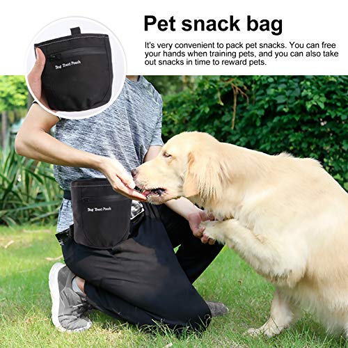 POPETPOP Bolsa de premios para Perros, Bolsa de Aperitivos para Mascotas, Bolsa de Entrenamiento con cordón para la Cintura, Bolsa de Comida para Mascotas, Bolsa de Entrenamiento Profesional (Negro)