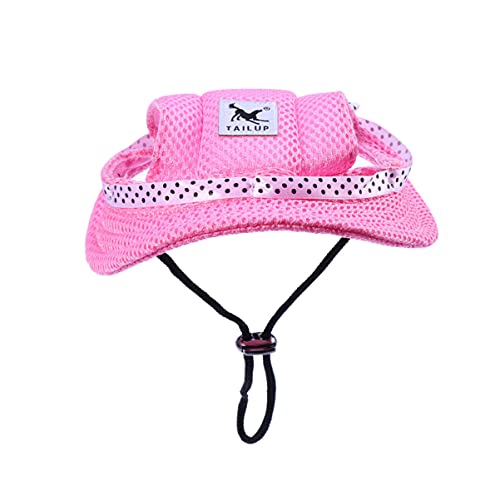 POPETPOP Gorra Visera para Perro- Mascota Malla Porosa Gorra de Gorra de Béisbol Aire Libre con Agujeros para Las Orejas para Perros Pequeños (Rosa)