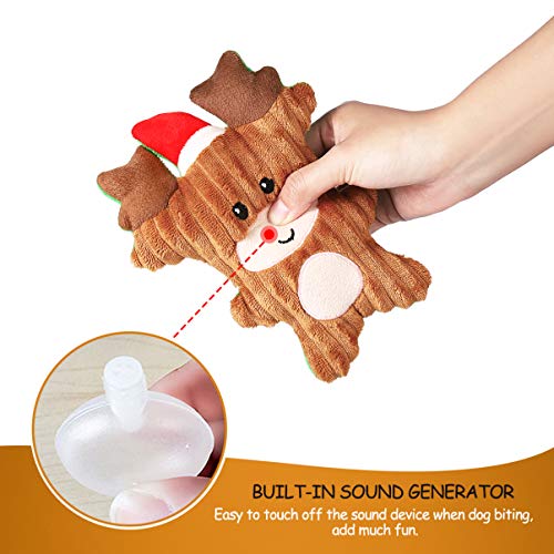 POPETPOP Juguete de Reno de Navidad Perro Peluche Squeaky Squeaky Juguete Little Elk Forma Dibujos Animados Sound Juguete Mascota de Navidad Juguete para Perrito