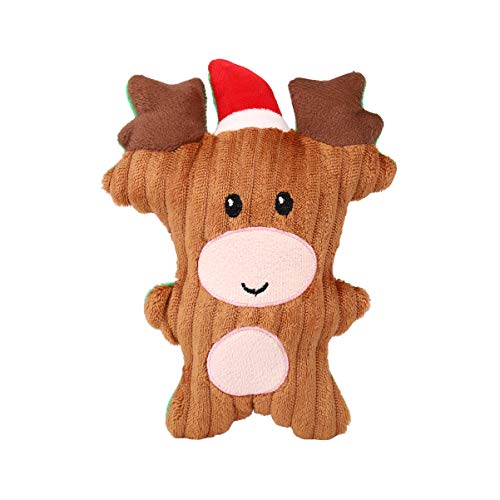 POPETPOP Juguete de Reno de Navidad Perro Peluche Squeaky Squeaky Juguete Little Elk Forma Dibujos Animados Sound Juguete Mascota de Navidad Juguete para Perrito