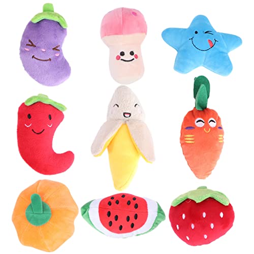 POPETPOP Juguetes Chirriantes para Perros- 9Pcs Felpa Chirriante Vegetales Perro Juguete- Perro Relleno Peluche Frutas Juguetes- Dentición Chirriante Juguetes para Perros Pequeños