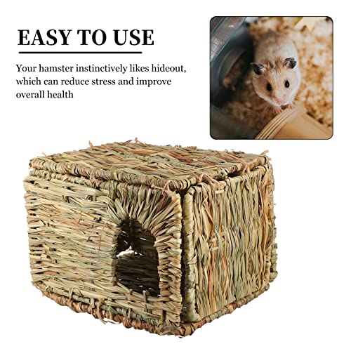 POPETPOP Pequeños Animales Hierba Nido con Pelota de Paja Juguetes Mano Tejido Hamster Hamster Haster Highout Hut Hut Conejo Cama para Dormir Cojín Molar Juguete para La Rata de Erizos