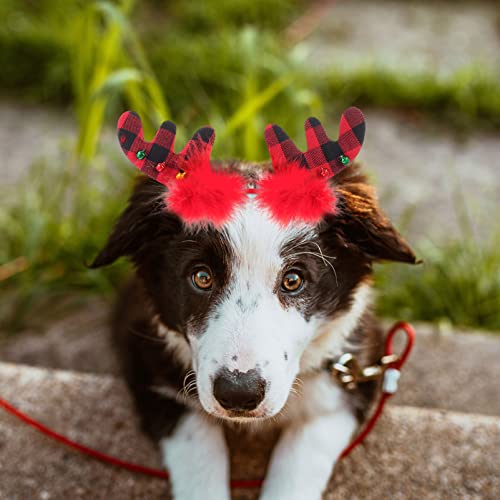 POPETPOP Perro Navidad Alce Reno Astas Diademas para Mascotas Ciervos Astas para La Cabeza Fiesta de Vacaciones Aro para El Pelo de Mascota Disfraz de Navidad para Gato Perro Foto