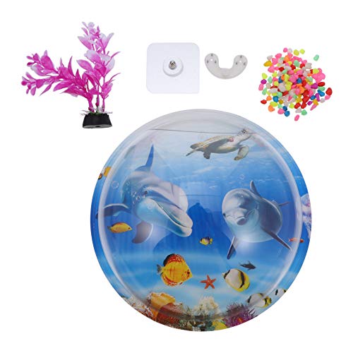 POPETPOP Pez de Pared Burbuja Montado en La Pared Pecera Colgante Tazón Transparente Florero Maceta de Flores Acuario para Decoración de Oficina en Casa Azul (Accesorios Aleatorios) Tamaño