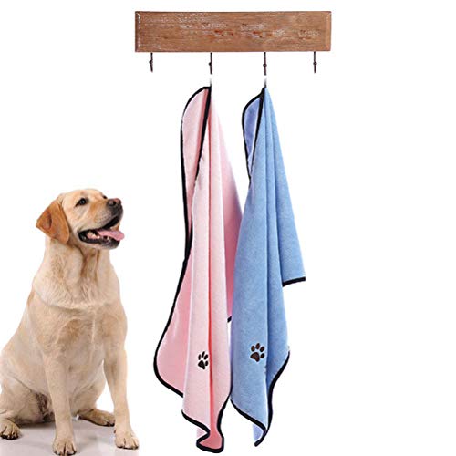 Popopop - Toalla para perro súper absorbente para mascotas de secado rápido, toalla para perros pequeños, medianos, grandes, perros y gatos rosa (19,7 x 35,4 pulgadas)