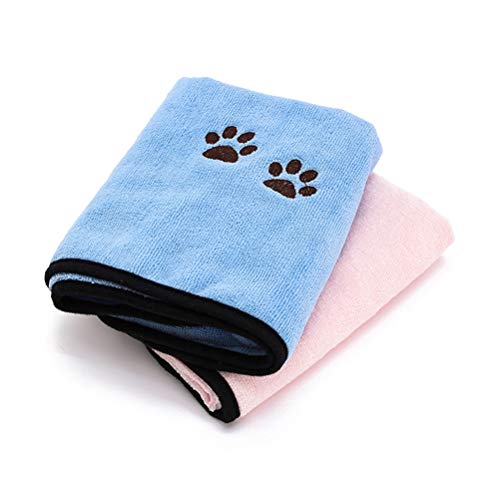 Popopop - Toalla para perro súper absorbente para mascotas de secado rápido, toalla para perros pequeños, medianos, grandes, perros y gatos rosa (19,7 x 35,4 pulgadas)