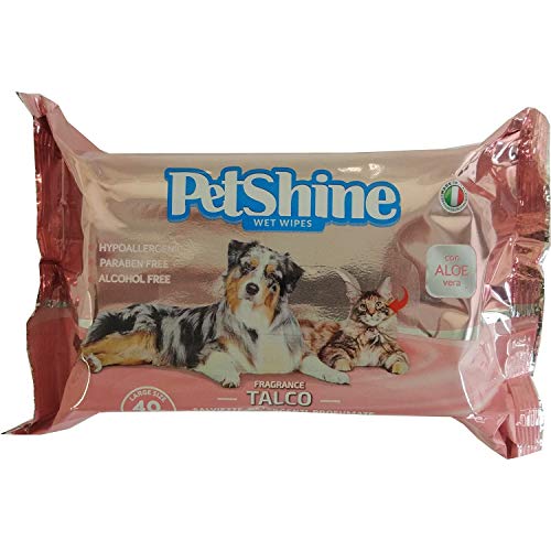 PORRINI Toallitas Higiene para Perro y Gato, Talco Aloe