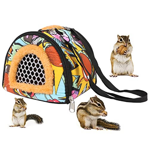 Portador de Hámster, Upkey Transportin Conejo con Correas de Nailon,Cálido Transpirable Transportin Hamster,Plegable Transportin Cobaya con Cremallera,Portador De Hámster para Hámster Animal Pequeño