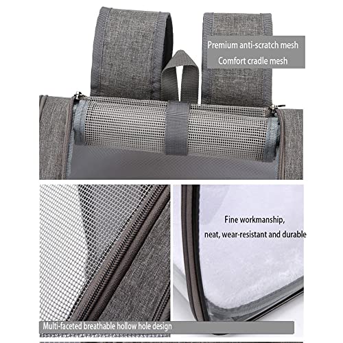 Portador de Viaje para Pájaros con palo de pie,Transportin pájaros Plegable Bolsa transportadora para pájaros Mochilas para loro para Viajar en Tren/automóvil/ Restaurante/ avión,Gris,42*34*28cm