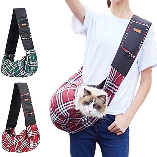 Portador del animal doméstico, perrito del gato portador Sling, delantero del bolso de viaje del perrito bolsa de transporte con el clásico A cuadros diseño adecuado for pequeñas y medianas perros, ga