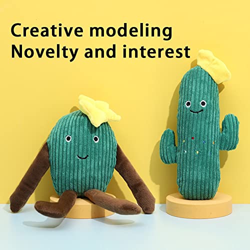 Poseca Juguetes para Perros con chirridos de Cactus, Juguetes para Masticar Perros, Juguetes interactivos pequeños para el aburrimiento, Juguetes de Peluche de Cactus con chirridos