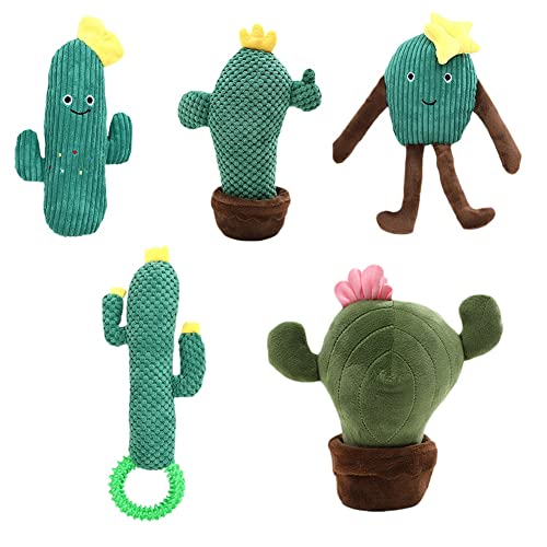 Poseca Juguetes para Perros con chirridos de Cactus, Juguetes para Masticar Perros, Juguetes interactivos pequeños para el aburrimiento, Juguetes de Peluche de Cactus con chirridos