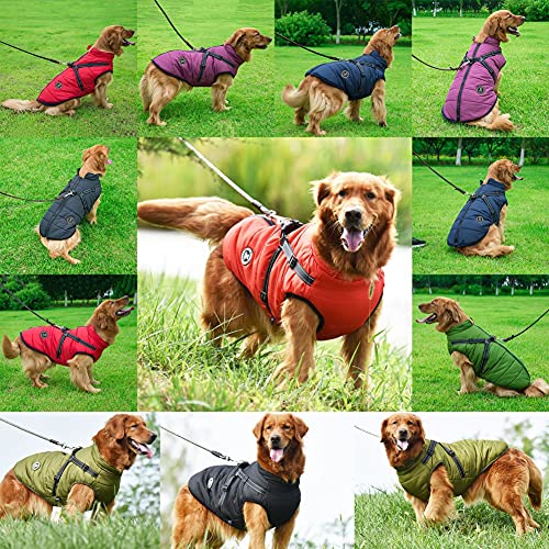 Poseca Ropa para Perros para Perros pequeños Abrigo para Perros Chaqueta de Invierno Ropa para Perros Abrigo para Perros Chaqueta para Perros de Invierno cálido con arnés para Perros pequeños