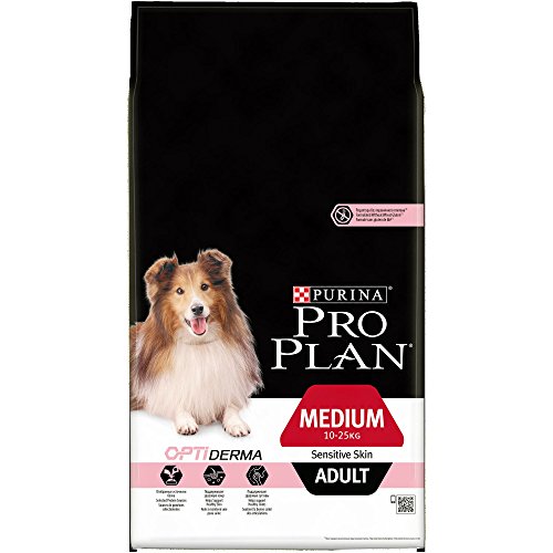 Pro Plan - Medium Adult Sensitive Skin con Optiderma, Rico en salmón – 7 kg – Pienso para Perros Adultos de tamaño Mediano