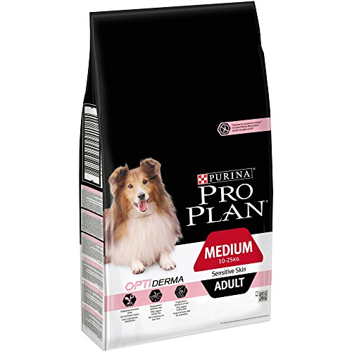 Pro Plan - Medium Adult Sensitive Skin con Optiderma, Rico en salmón – 7 kg – Pienso para Perros Adultos de tamaño Mediano