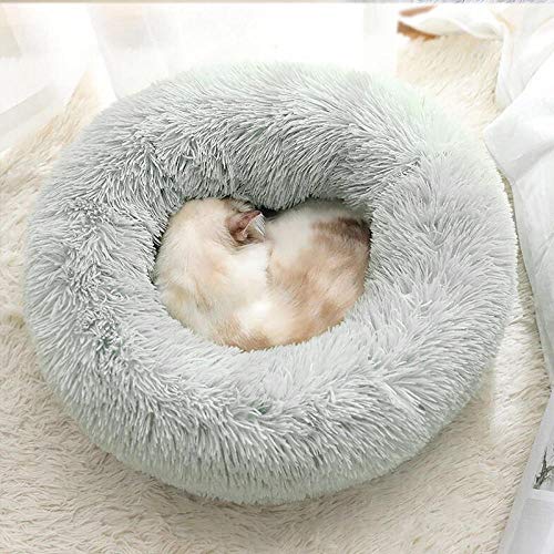 Promworld Cama Gato,Perrera para Perros, Cama para Mascotas, Perrera para Mascotas de Invierno-Gris Claro_Diámetro 90CM,Nido de Mascotas Deluxe para