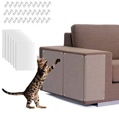 Protector de Muebles Gatos,6PCS Protector Sofa Gatos,Protector de Muebles para Gatos,Arañazos de Gato Protector con 20 Tornillos Protector de sofá para Detener (S)