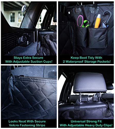 Protector Maletero de Coche para Perros con protección de Parachoques - Funda Resistente con 4 Capas - Cubre Maletero Impermeable y Antideslizante - Ajuste Universal para Maletero Hatchback o SUV