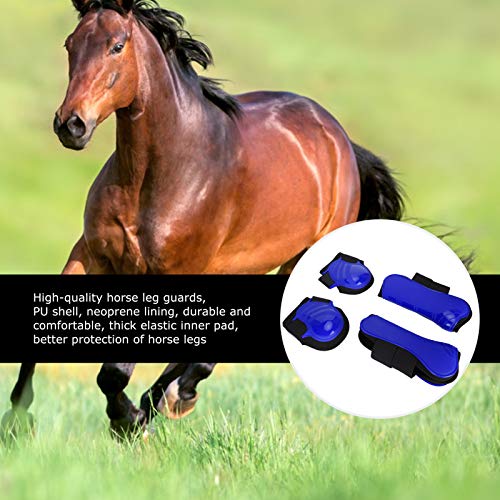 Pssopp 4PCS Protector de Pierna de Caballo Botas de Pata Trasera Delantera de Caballo Botas de Fetiche de tendón de Montar a Caballo Pony Amortiguación de Golpes Competencia de Salto(M-Azul)