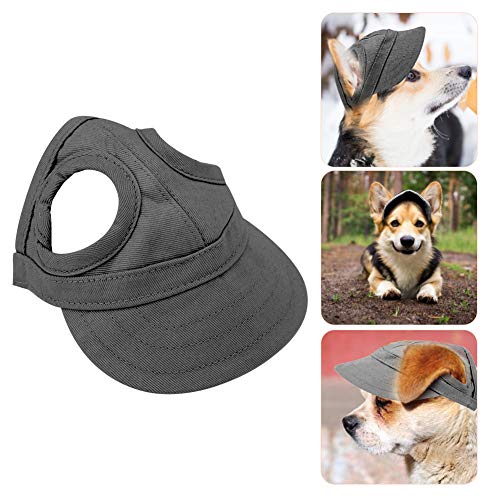 Pssopp Gorra Perro Mascota Deportes Gorra de béisbol Gorra de béisbol Mascota Gorra Exterior Sunbonnet Gorra de Sol de Moda Raya Ajustable Sombrero de Viaje de Verano con Orificios (M-Negro)