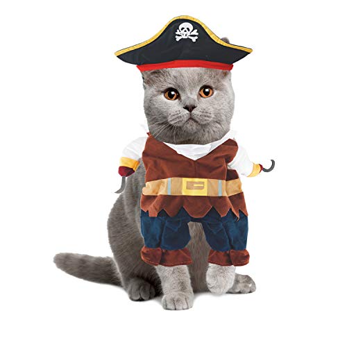 PTN Gato y Perro Caribe Pirata Disfraz, Ropa para Mascotas, Disfraces de Halloween y Navidad, Adecuado para Perros Pequeños a Medianos Gatos