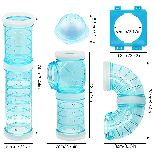 PUDSIRN - Juego de tubos de hámster transparente para aventura con jaula de hámster, diseño creativo y de conexión variada, para ampliar el espacio para animales pequeños como hámster-2.16 pulgadas