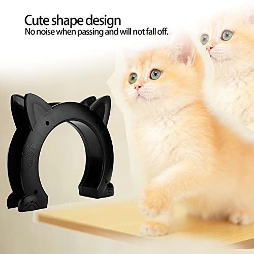 Puerta De Paso Para Gatos, Puerta De Gato Duradera Y Resistente Al Desgaste, Sin Rebabas, Con Forma De Cabeza De Gato Con Patrón De Hueso De Pez Para Puertas Domésticas De Cualquier Tamaño(negro)