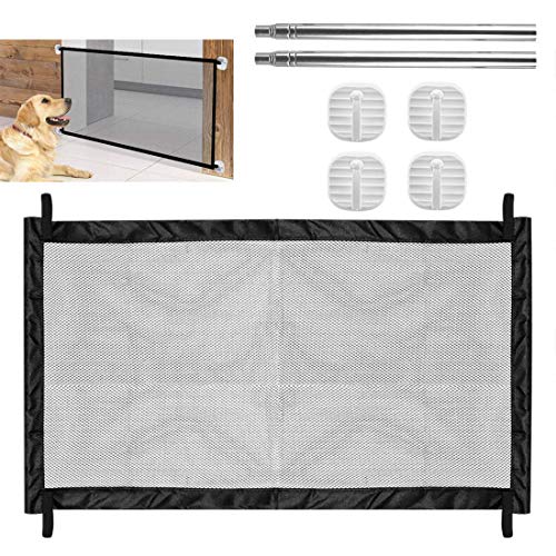 Puerta para perros, FayTun Protección de seguridad para mascotas Barrera portátil para perros, Fácil instalación Barrera de escalera para perros Valla para puerta de escalera Interior 110 x 72 cm