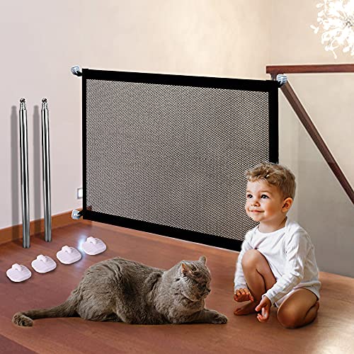 Puerta para Perros Hillylolly 117 x 88 cm Barrera para Perros, Vallas para Perros, Puerta Magica Perros, Puerta para Perros Extensible, Barrera Perros Casa, Barrera Bebe Escaleras, Puertas para Perros