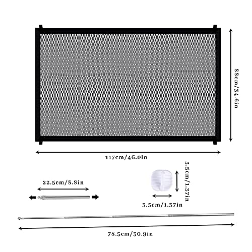 Puerta para Perros Hillylolly 117 x 88 cm Barrera para Perros, Vallas para Perros, Puerta Magica Perros, Puerta para Perros Extensible, Barrera Perros Casa, Barrera Bebe Escaleras, Puertas para Perros