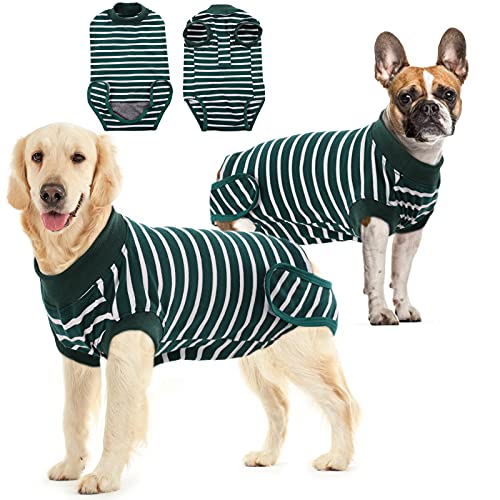 PUMYPOREITY Recuperación de Perro, Traje Quirurgico Camisa de Recuperación Anti lamiendo Body Postoperatorio Mascotas Abdominal Heridas Protector después de la Cirugía(Verde, S)