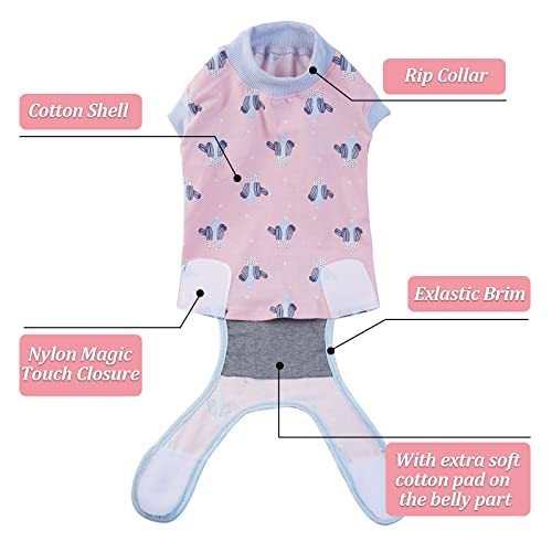 PUMYPOREITY Traje de Recuperación para Perros, Dog Recovery Suit Traje de Protección para Heridas después de la Cirugía Corsé de Recuperación Abdominal E-Collar Cono Alternativo(Rosa, XL)