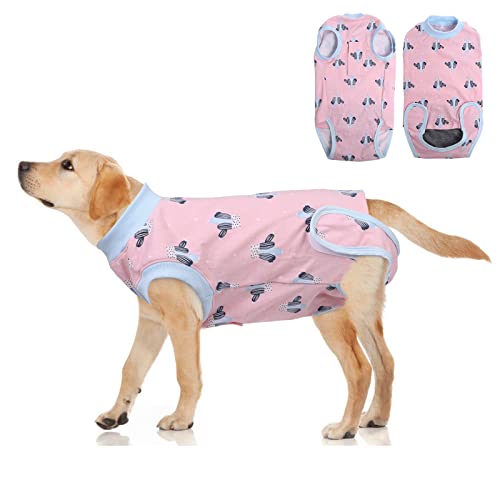 PUMYPOREITY Traje de Recuperación para Perros, Dog Recovery Suit Traje de Protección para Heridas después de la Cirugía Corsé de Recuperación Abdominal E-Collar Cono Alternativo(Rosa, XL)