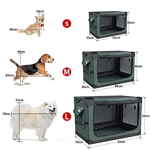 PUPPY KITTY Jaula Plegable para Perros, Caja de Transporte para Perros y Gatos Caja Plegable, Jaula de Transporte de Tela Oxford para Viajes en Coche, 59 * 59 * 83 cm, Verde.