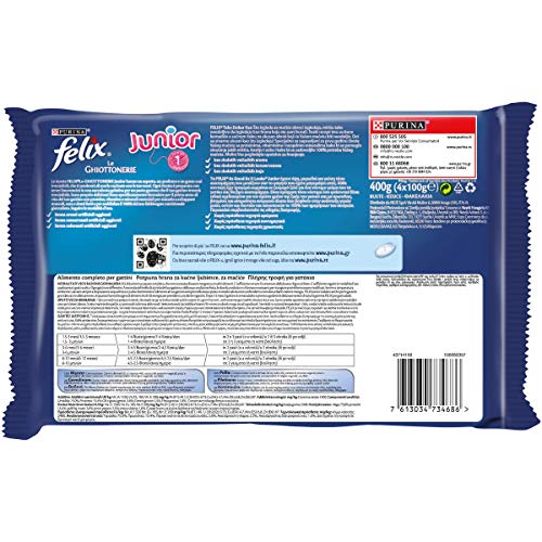 Purina Felix Le Ghiottonerie - Alimento húmedo para Gatos con Berenjena y Pollo, 40 Bolsas de 100 g