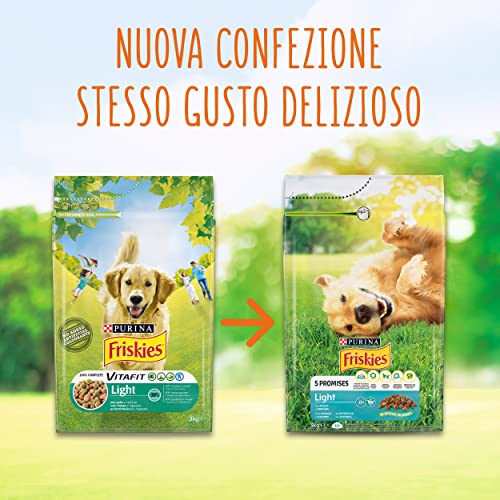 Purina Friskies - Croquetas para Perro Vitafit Light con Pollo y Verduras, 4 Bolsas de 3 kg Cada una