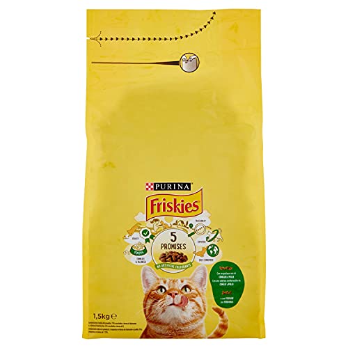 Purina Friskies Pienso para Gato Adulto Conejo, Pollo y Verduras 1,5 Kg