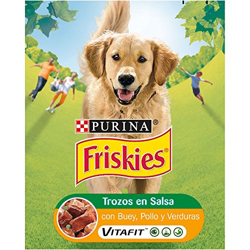 Purina Friskies Trozos en Salsa Perro Adulto Buey, Pollo y Verduras, 800 g