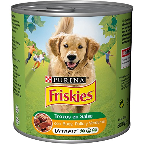 Purina Friskies Trozos en Salsa Perro Adulto Buey, Pollo y Verduras, 800 g