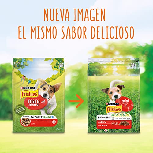 Purina Friskies Vitafit Mini Menu Pienso para Perro Adulto Buey 4 x 3 Kg