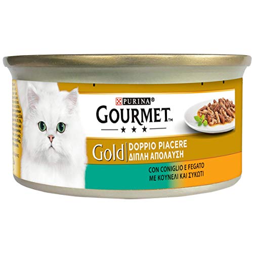 Purina Gourmet Gold Húmedo Gato Doble Placer con Conejo y hígado, 24 latas de 85 g Cada una de Las 24 Unidades de 85 g